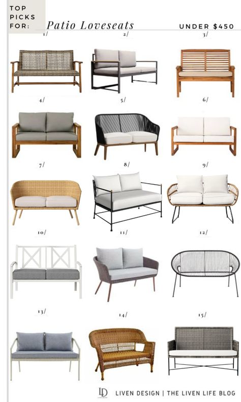 Outdoor Patio Loveseats | Outdoor loveseats can be found at affordable price points too, and I’m sharing some top picks for stylish outdoor loveseats in a range of styles, with all options under $450. Budget-friendly, Affordable. Outdoor space. Spring home decor. Outdoor sofa. Wood loveseat. Wicker loveseat. #outdoor #patio #summer #home #wicker #cushion #loveseat Outdoor Sofa Wood, Wood Loveseat, Wicker Loveseat, Patio Loveseat, Outdoor Loveseat, Patio Style, Summer Home, Home Decor Outdoor, Spring Home Decor