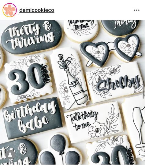 Talk Thirty To Me, Instagram Cookies, Birthday Babe, Royal Icing Recipe, Sugar Cookie Designs, Cake Boss, Icing Recipe, Icing Cookies, Birthday Cookies