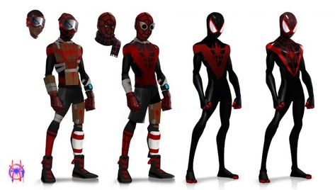 SPIDER-MAN: INTO THE SPIDER-VERSE Concept Art Shows Cool Alternate Designs For The Heroic Characters — GeekTyrant Spider Verse Character Sheet, Spiderman Across The Spider Verse Concept Art, Across The Spider Verse Concept Art, Into The Spiderverse Concept Art, Atsv Concept Art, Spidersona Design, Spider Verse Concept Art, Spiderverse Concept Art, Spiderman Across The Spider Verse