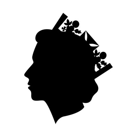 Crown Side View, Lying Down Drawing, Woman Side View, Minimalistic Portrait, Crown Black, Drawing Heads, Wedding People, Black Silhouette, Heart Tree