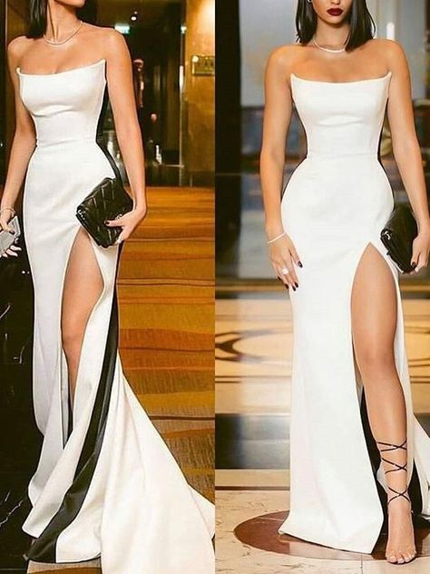 dc5c768b5dc76a084531934b34601977desc47196922ri Tube Gown, Top Prom Dresses, Tube Top Dress, Cute Prom Dresses, Prom Outfits, Grad Dresses, Gala Dresses, White Dresses, Tube Dress