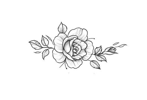 Sketchy Tattoo, Rose Drawing Tattoo, Rose Tattoos For Women, Flower Outline, Flower Stickers, One Line Art, Shoulder Tattoos For Women, Floral Tattoo Design, Tattoo Desings