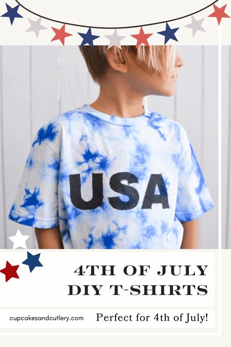 Celebrate the 4th of July with homemade t-shirts for the entire family! These DIY 4th of July Shirts are quick and easy to make! Celebrate this patriotic holiday in style! Homemade T Shirts, Cool Mom Style, Patriotic Food, Fourth Of July Shirts, How To Tie Dye, Usa Shirt, Tie Dye Shirts, Patriotic Holidays, Do It Yourself Projects