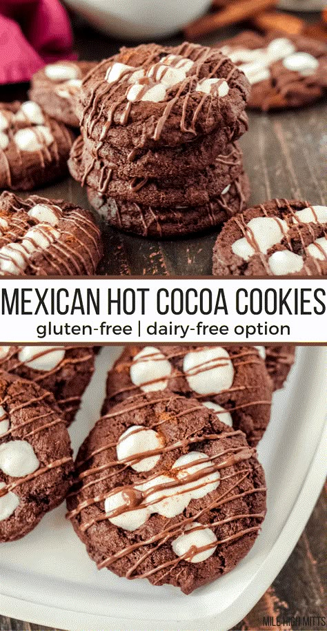 Gluten Free Hot Chocolate Cookies, Abuelita Chocolate Cookies, Gluten Free Mexican Dessert Recipes, Mexican Hot Chocolate Dessert, Mexican Hot Chocolate Cookies Abuelita, Dairy Free Mexican Dessert, Gluten Free Hot Cocoa Cookies, Gluten Free Winter Desserts, Abuelita Cookies