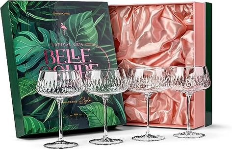 Vintage Flamingo Belle Coupe Glasses for Cocktails and Champagne | Tropical Chic Glassware Collection | Set of 4 | 12 oz Crystal Retro Style Stemmed Saucers for Elegant Bar Drinks #affiliate Whiskey Smash, Vintage Flamingo, Elegant Bar, Champagne Coupe Glasses, Gimlet, Whiskey Sour, Vintage Champagne, Cute Birthday Gift, Espresso Martini