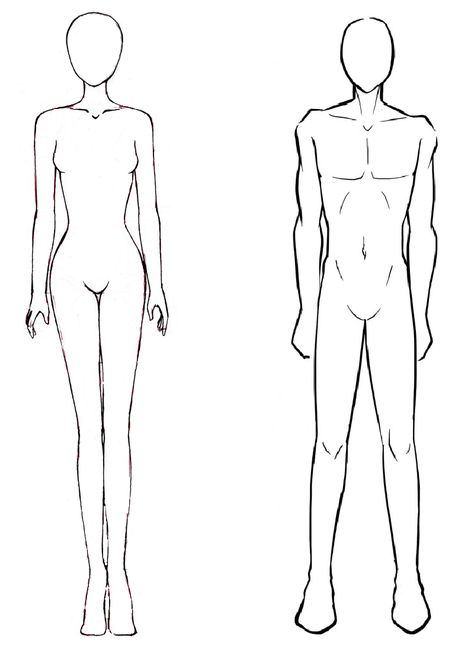 Female body paintings search result at PaintingValley.com Female And Male Body Reference, Outline Of Body Drawing, Body Base Drawing Male And Female, Body Templates Anime, Male And Female Croquis, Male Body Design, Drawing Body Outline, Male Outline Drawing, Male Body Template Drawing