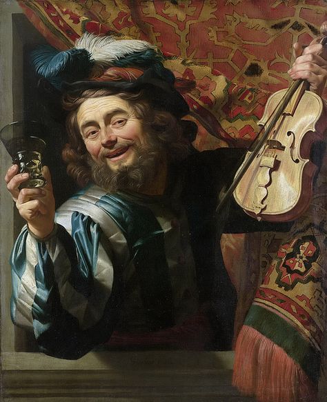 Gerard van Honthorst - A Cheerful Violin Player, 1623 Baroque Painting, Dutch Golden Age, Art People, Baroque Art, Dutch Painters, Caravaggio, Italian Artist, Chiaroscuro, Lviv