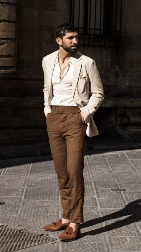 Brown Chino Pants, Rehearsal Dinner Outfits, Brown Chinos, Make A Man, Business Professional, Dinner Outfits, Fashion Mens, Casual Trousers, Rehearsal Dinner