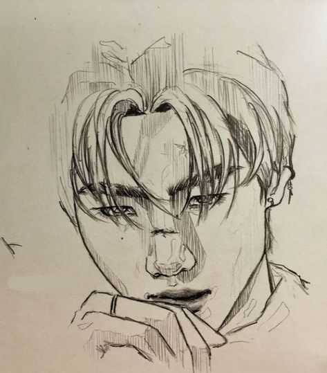 Sunghoon Sketch Drawing, Sunghoon Sketch, Sunghoon Drawing, Enhypen Drawing, Boy Sketch, Concept Art Tutorial, Animation Art Sketches, Cool Pencil Drawings, Portraiture Drawing