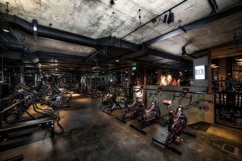 Bxr London, Home Gym Lighting, Industrial Gym, Gym Interiors, Warehouse Gym, Boutique Gym, Gym Designs, Gym Lighting, Gym Space