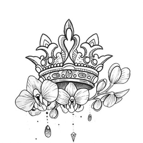 Crown Mandala Tattoo, Crown Tattoo Ideas For Women, Crown And Flowers Tattoo, Crown Tattoo Design For Women, Crown With Flowers Tattoo, Flower Crown Tattoo, Crown Tattoos For Women, Crown Tattoo Design, Wrist Tattoos For Women