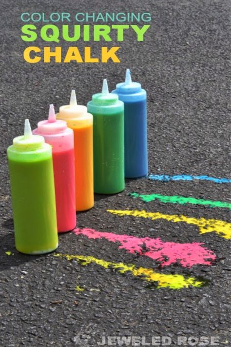 Make sidewalk chalk for kids that changes color as they play!  Only 3 ingredients! #sidewalkchalk #sidewalkpaint #squirtychalk #activitiesforkids #growingajeweledrose Sidewalk Chalk Recipe, Sidewalk Chalk, Summertime Fun, Kids Play, Craft Activities For Kids, Outdoor Activity, Summer Crafts, Fun Ideas, Outdoor Fun