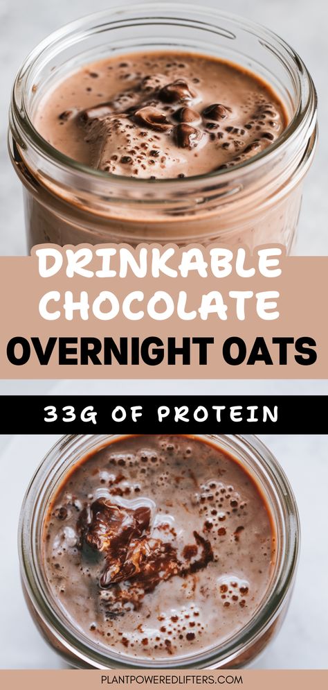 Are you looking for easy drinkable chocolate protein overnight oats? Do we have something for you! These overnight oats are easy to make and will help you start your day with a smile. Whether you're looking for easy overnight oats in a jar or vegan overnight oats, this healthy breakfast recipe has got you covered! Overnight Oat Smoothie Recipes, How To Make Drinkable Overnight Oats, Overnight Oat Shake, Oats Over Night Recipes, Overnight Oats Shake Recipe, Oats Overnight Copycat Recipe Drinkable, Diy Oats Overnight, Copycat Oats Overnight, Overnight Oats With Chocolate Protein