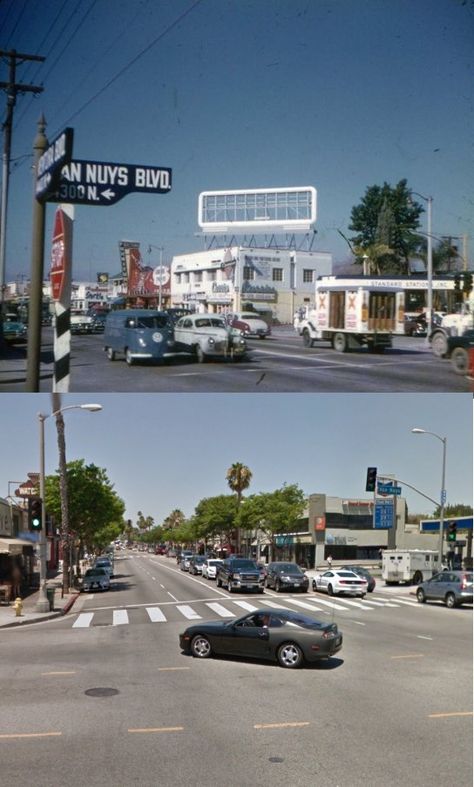 Then & Now: Ventura Blvd & Van Nuys Blvd. - Sherman Oaks 1950s and 2016 Sherman Oaks California, Van Nuys California, Ca History, Missing Home, One More Night, California Summer, Fresno California, California History, San Fernando Valley