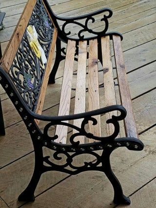 Restored Vintage Cast Iron Angel Garden Bench: 16 Steps (with Pictures) Cast Iron Garden Furniture, Wood Pallet Beds, Wrought Iron Bench, Cast Iron Garden Bench, Angel Garden, Cast Iron Bench, Old Benches, Iron Patio Furniture, Wrought Iron Patio Furniture