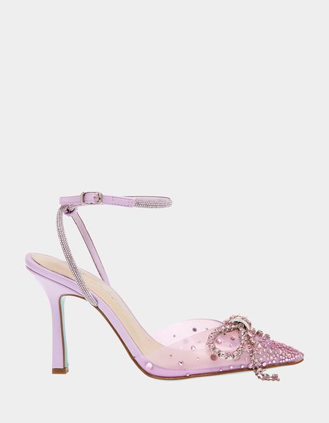 DREA LILAC - SHOES - Betsey Johnson Lilac Heels, Lavender Heels, Shoes With Bows, Lavender Shoes, Betsey Johnson Clothes, Quinceanera Ideas, Trendy Shoes Sneakers, Purple Heels, Popular Handbags