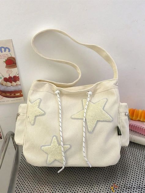 Ruched Bag, Drawstring Shoulder Bag, Star Decor, Aesthetic Bags, Dumpling Bag, Pola Sulam, Five Pointed Star, Bags Aesthetic, Star Decorations