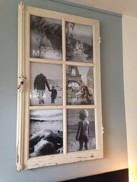 Window Frame Crafts, Old Window Decor, Frames Pictures, Diy Headboard Ideas, Window Frame Decor, Old Window Projects, Old Window Frames, Window Crafts, Headboard Ideas