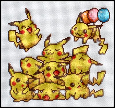 Pikachu Cross-Stitch Pikachu Cross Stitch, Pikachu Party, Craft Nights, Geeky Cross Stitch, Perler Designs, Pokemon Cross Stitch, Geeky Craft, Pokemon Perler Beads, Pokemon Craft