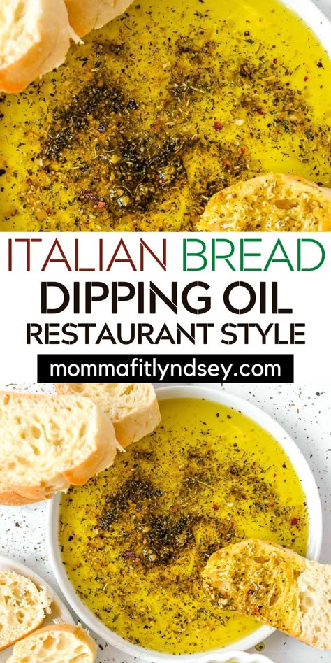 pin showing up close of italian dipping oil on top and photo of dipping oil with bread on the bottom. Baguette Dipping Oil, Italian Oil Dip For Bread, California Pizza Kitchen Bread Dipping Oil, Garlic Oil Recipe For Bread, Dipping Bread Recipe Olive Oils, Bread For Oil Dipping, French Bread With Olive Oil, Seasoned Olive Oil, Oil For Bread Dipping Recipe