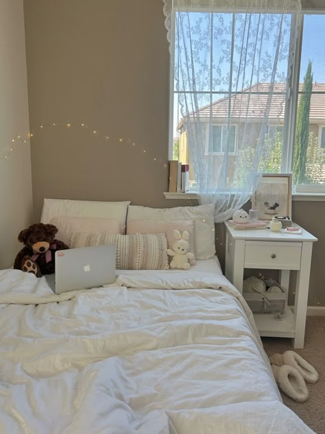 which do u prefer??🧸 #roominspo #roomdecor #coquetteroom #minimalist ... | room | TikTok Minimalistic Coquette Room, Clean Simple Room, White Room Aesthetic Minimal, Cute Minimalist Bedroom, Room Inspo Clean, White Aesthetic Room, Calm House, Room Tiktok, Clean Girl Room