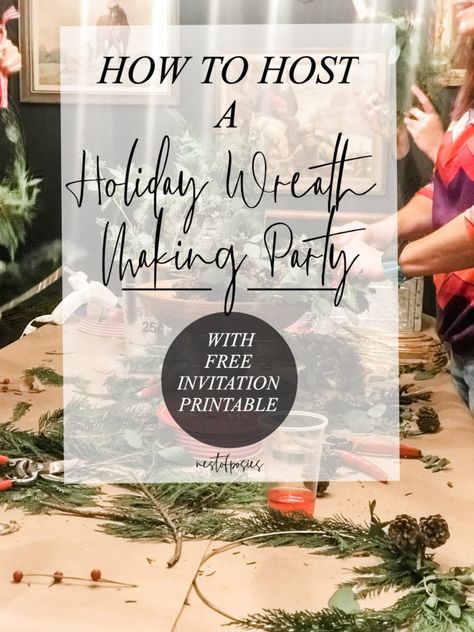 Make Your Own Wreath Party, Wreath Making Party Supplies, Hosting A Wreath Making Party, Christmas Wreath Decorating Party, Diy Wreath Making Party, Christmas Wreath Party Ideas, Wreath Making Station, How To Host A Card Making Party, Wreath Making Party Ideas