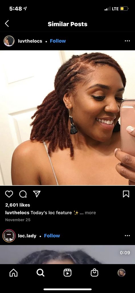 Dreadlock Dye Ideas For Black Women, Brown Ombre Locs Black Women, Chestnut Brown Locs, Chocolate Locs Black Women, Chocolate Brown Locs Black Women, Reddish Brown Locs, Copper Brown Locs, Dyed Loc Tips, Marron Hair Color