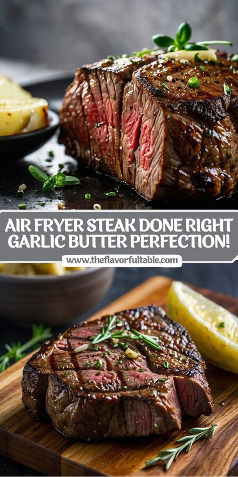 Make an easy steakhouse-style dinner at home with this Air Fryer Steak with Garlic Butter! Juicy, flavorful, and foolproof, this recipe is perfect for busy nights. Tap to get the full recipe now! Air Fryer Steaks, Cook Frozen Steak, Steak With Garlic Butter, Steak At Home, Steak Doneness, Crock Pot Inspired Beef Recipes, Air Fryer Steak, Crock Pot Inspired Recipes, Simple Vinaigrette