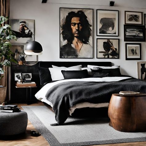 Masculine Decor Apartment, Adult Male Bedroom Ideas, Mens Apartment, Young Mans Bedroom, Mens Apartment Decor, Bachelor Bedroom, Teenager Bedroom Design, Male Bedroom Ideas, Classy Man