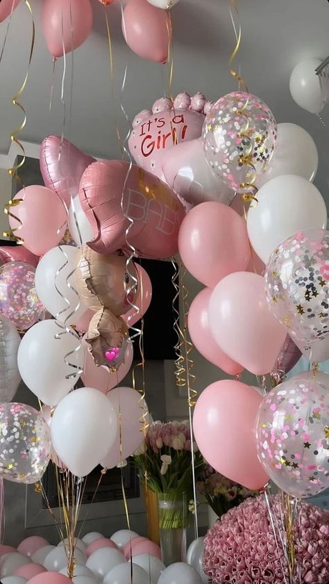 Vision Board Baby Girl, Baby Girl Vision Board, Baby Shower Aesthetic Girl, Welcome Baby Girl Decoration Ideas, Baby Girl Welcome Decoration, Baby Welcome Decoration Home, Welcome Home Baby Girl, Welcome Home Decorations, Baby Announcement Pictures