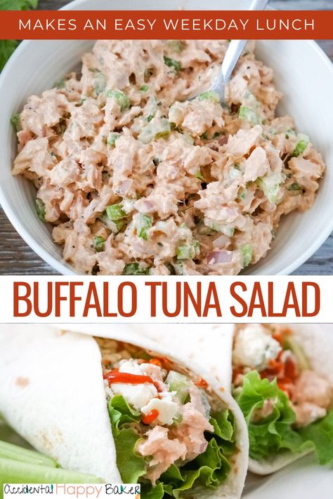 Buffalo Tuna Salad, Can Tuna Recipes Healthy, Fish Meal Prep, Buffalo Tuna, Tuna Salad Recipe Easy, Healthy Tuna Recipes, Tuna Sandwich Recipes, Spicy Tuna Salad, Tuna Fish Salad