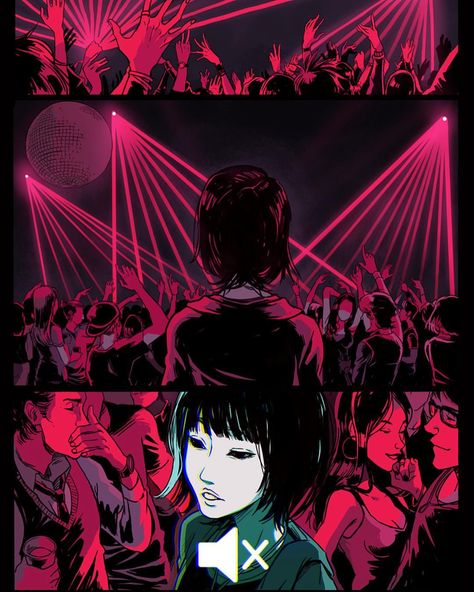 Nightclubs #art #babel #movie #fanart #drawing #comic #chieko #illustration #night #nightclub #asian #girl #ink This is based on Babel, a movie I watched recently. There is this Japanese girl, Chieko, who is deaf and is taken to a nightclub. The director puts you on her shoes and you watch the nightclub scene in utter silence. It's amazing and heartbreaking too! Babel Movie, Illustration Night, Gabriel Picolo, Movie Fanart, Fanart Drawing, Comic Layout, Concept Board, Art Characters, Book Ideas