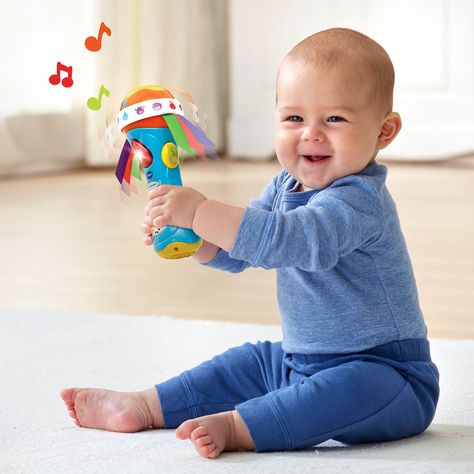 Babble & Rattle Microphone™ │ VTech® Best Parenting Books, Vtech Baby, Learn Singing, Baby Poses, Shapes For Kids, Musical Toys, Baby Rattle, Infant Activities, Toddler Gifts