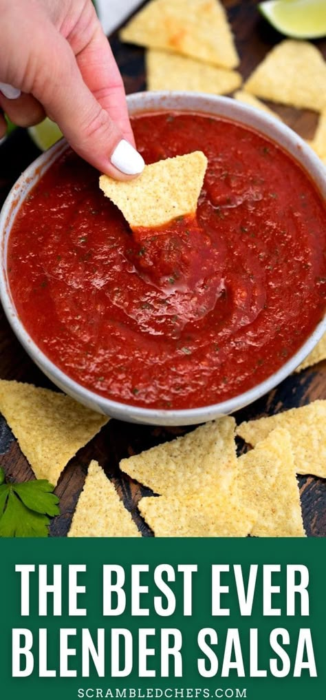 Homemade Blender Salsa, Fresh Mild Salsa Recipe, Raspberry Salsa Recipe, Tomato Salsa Canning, Blender Salsa Recipe, Mild Salsa Recipe, Hot Salsa Recipes, Immersion Blender Recipes, Canned Salsa