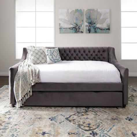 Full Daybed With Trundle, Affordable Bedroom Furniture, Full Daybed, Daybed Room, Full Size Daybed, Twin Daybed With Trundle, Affordable Bedroom, Homes Exterior, Upholstered Daybed