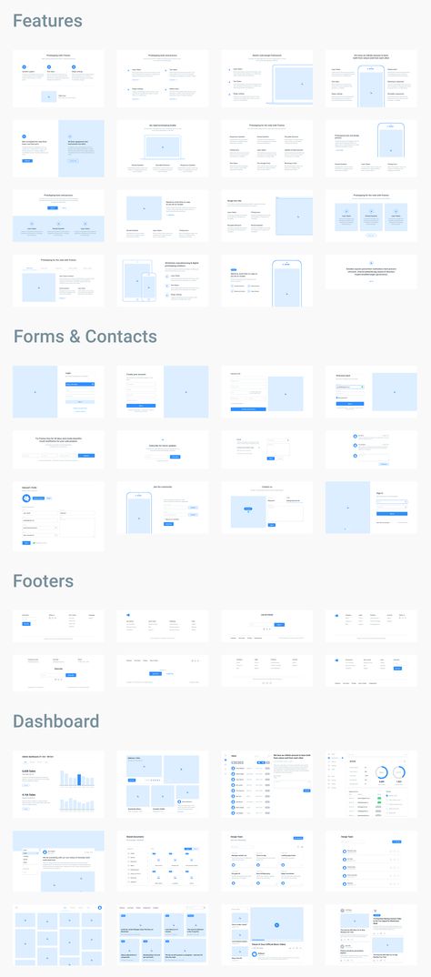 Wireframe layouts sorted into popular web categories that are ready to be used as working materials for kick-starting a new project in seconds.  #web #ux #ui #design #layouts #headers #forms #contacts #responsive #frames #sketch #footers #designsystem #components #wireframe #prototype #dashboard #features Web Design Form Layout, Website Footer Ideas, Wire Frame Website, Website Wireframe Layout, Confluence Page Design, Contact Form Web Design, Setting Ui Design, Html Form Design, Dashboard Wireframe