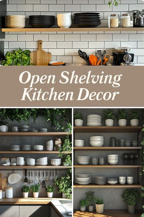 Style open shelving in your kitchen for a functional and trendy look. #OpenShelving #KitchenDecor #ModernStyle Styling Open Shelves In Kitchen, Open Shelves In Kitchen, Styling Open Shelves, Shelves In Kitchen, Shelving In Kitchen, Open Shelving Kitchen, Shelving Kitchen, Home Decor Shelves, Open Kitchen Shelves