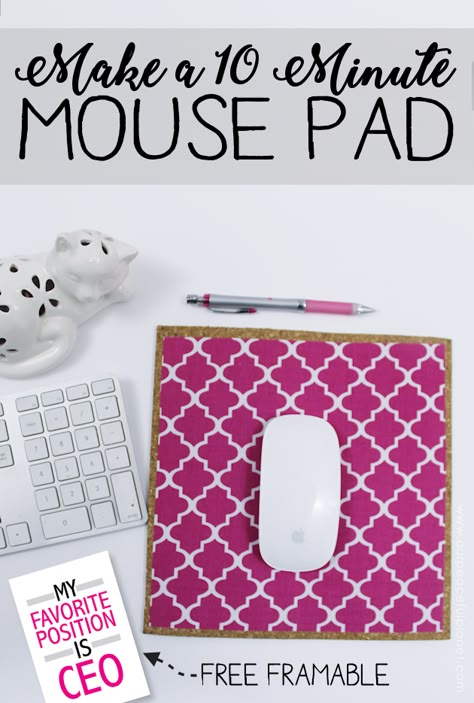 Learn how to make a custom DIY mouse pad in 10 minutes with cork, a bit of material & some spray adhesive. So easy & inexpensive you can make a whole set! How To Make A Mouse Pad, Mouse Pad Design Ideas, Mouse Pad Diy, Diy Mouse Pad, Diy Mouse, Desk Organization Diy, Diy Rustic Decor, Diy Crafts Home Decor, Best Diy Projects