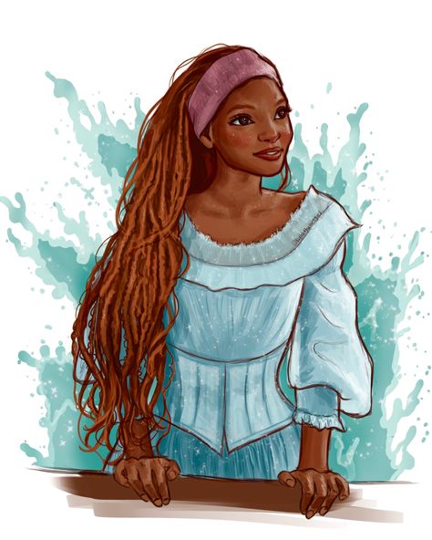 Little Mermaid 2023, Halle Bailey, Little Mermaid fanart, Halle Bailey fanart Mermaid Portrait, I Was A Child, Mermaid Drawings, Halle Bailey, Fairy Tale Characters, Disney Live Action, Handsome Prince, Modern Disney, Old Disney