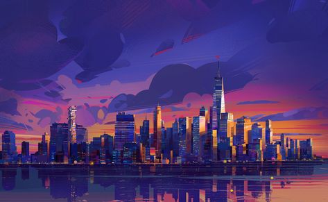 Spiderverse Cityscape, Spiderverse City, Entergalactic Netflix Art Wallpaper, Entergalactic Netflix Art, Cyberpunk Illustration, Asteroid City, Sunset Hues, Desktop Wallpaper Art, City Background