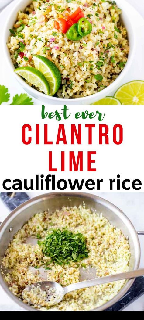 Alternative To Rice, Lime Cauliflower Rice, Keto Side Dish, Cilantro Lime Cauliflower Rice, Raw Cauliflower, Keto Side, Cauliflower Rice Recipes, Carb Alternatives, Low Carb Sides