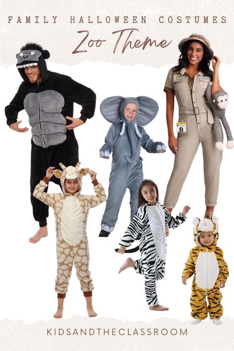 Looking for Halloween costumes for the whole family? Here is the perfect zoo theme outfits from amazon Family Costume Safari, Zookeeper Family Halloween Costume, Zoo Halloween Costumes, Zoo Keeper Family Costume, Animal Costumes For Kids, Explorer Costume, Themed Costumes, Animal Halloween Costumes, Zoo Theme