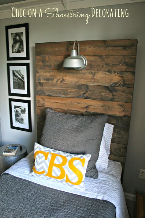 How to Build a Rustic, Wooden Headboard.  My Bigger Boy Room Headboard Tutorial Boy Headboard, Rustic Wooden Headboard, How To Make Headboard, Rustic Industrial Decor, Patio Steps, Casa Country, Headboard Ideas, Boy Rooms, Boys Bedroom Ideas