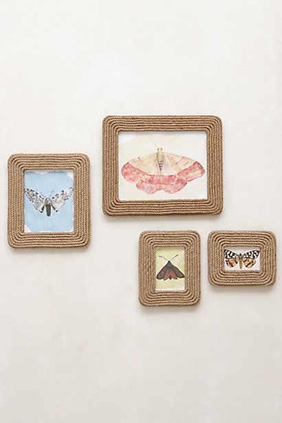 jute frames $28-$68 Anthropologie Unique Picture Frames, Rope Projects, Rope Frame, Handmade Frame, Rope Crafts Diy, Diy Picture Frames, Rope Crafts, Stone Crafts, Handmade Frames