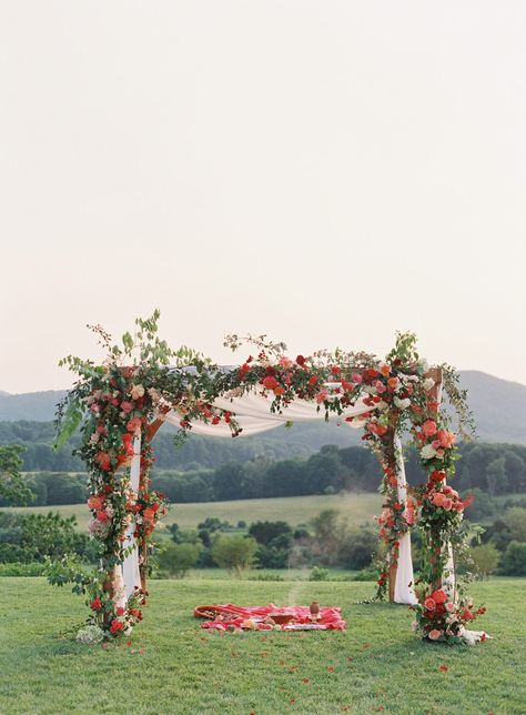 Mandap Wedding, Mandap Ideas, Pippin Hill Wedding, Mandap Design, Hindu Wedding Ceremony, Hindu Ceremony, Wedding Ceremony Arch, Mandap Decor, Wedding Mandap