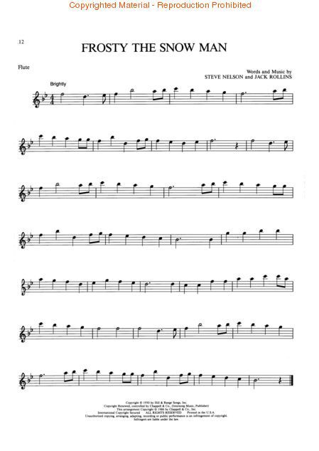 Christmas flute sheet music- Frosty the Snowman All I Want For Christmas Is You Flute Sheet Music, Christmas Songs Violin Sheet Music, Flute Christmas Sheet Music, Songs On The Flute, Songs For Flute, Fun Flute Sheet Music, Flute Sheet Music Christmas, Christmas Flute Sheet Music, Songs On Flute