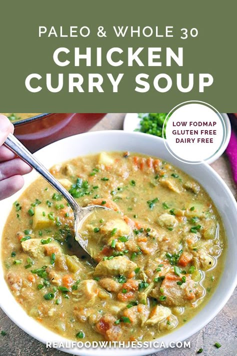 Whole 30 Chicken, Chicken Curry Soup, Whole30 Chicken, Paleo Soup, Chicken Healthy, Curry Soup, Paleo Recipes Easy, Low Fodmap Recipes, Paleo Whole 30