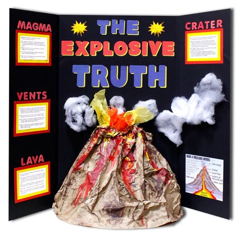 Volcano Science Fair Poster Volcano Science Fair Project, Science Fair Poster, Volcano Science Projects, Science Fair Board, Volcano Projects, Science Fair Projects Boards, Fair Poster, Volcano Experiment, Cool Science Fair Projects