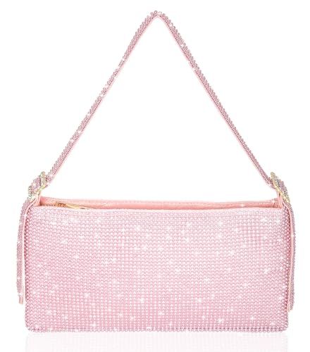 Afashor Women's Rhinestone Evening Bag Shiny Shoulder Clutch Purse for Wedding Party with Adjustable Strap Pink Prom Purse, Brown Leather Laptop Bag, Purse For Wedding, Serape Fabric, Prom Purse, Wedding Cocktail Party, Glitter Bag, Gorgeous Outfits, Rhinestone Clutch