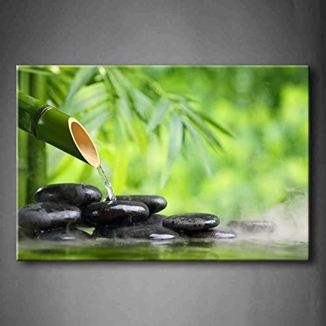 Amazon.com: Green Spa Still Life with Bamboo Fountain and Zen Stone in Water Wall Art Painting The Picture Print On Canvas Botanical Pictures for Home Decor Decoration Gift: Posters & Prints Bamboo Fountain, Stone Wall Art, Zen Wall Art, Water Walls, Zen Art, Christian Wall Art, Wall Art Pictures, Wall Art Canvas Prints, Wall Art Painting